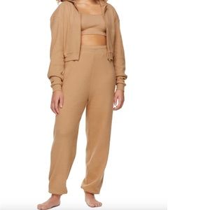 SKIMS waffle set: zip up jacket & joggers size M